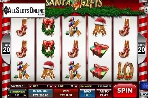 Reels screen. Santa Gifts from Spadegaming