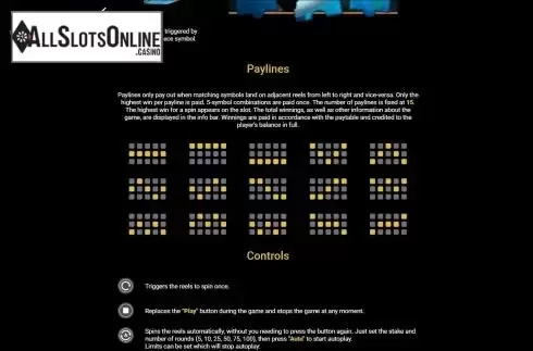 Paylines screen