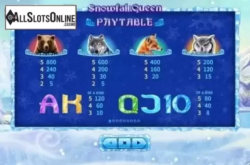 Paytable 1. Snowfall Queen from Skywind Group