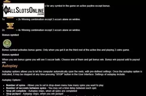 Paytable 3. Soccer Championship from Tom Horn Gaming