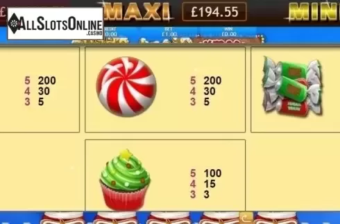 Paytable. Sugar Train Xmas Jackpot from Eyecon