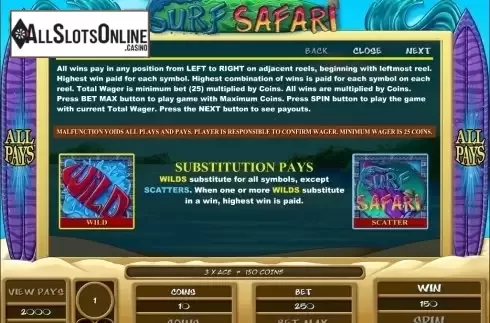 Screen2. Surf Safari from Microgaming
