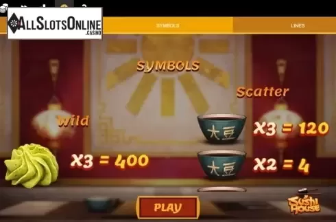 Paytable 1. Sushi House from Spinmatic
