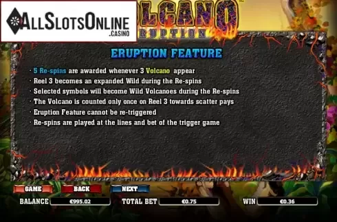 Paytable 3. Volcano Eruption from NextGen