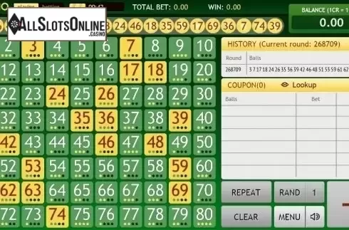 Game Screen. XKeno from InBet Games