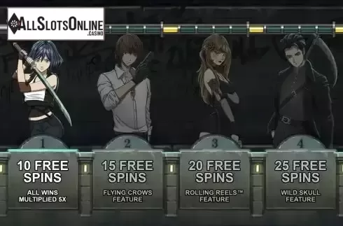 Free Spins screen