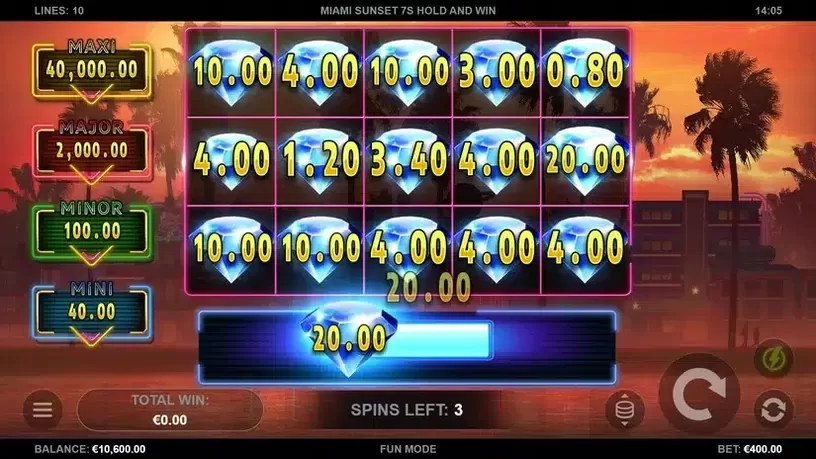 Miami Sunset 7s Hold and Win slot screenshot 