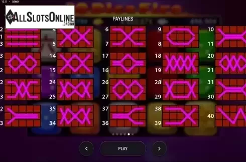 Paylines screen