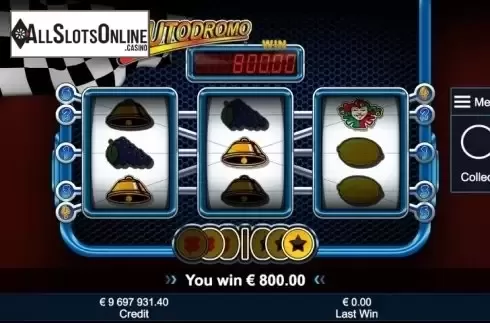 Win screen. Autodromo from Greentube