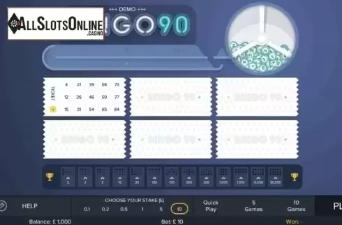 Game Screen. Bingo 90 from Microgaming