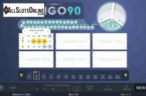 Game Screen. Bingo 90 from Microgaming