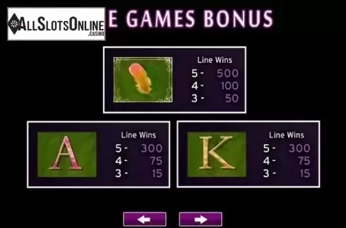 Paytable 3. Birds of Wonder from High 5 Games