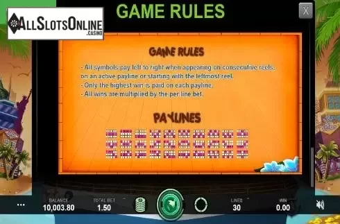 Paylines Screen. Cruise of Fortune from Caleta Gaming