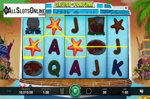 Win Screen. Cruise of Fortune from Caleta Gaming