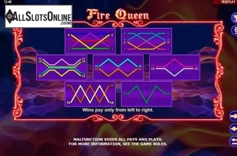 Paylines. Fire Queen (Amatic Industries) from Amatic Industries