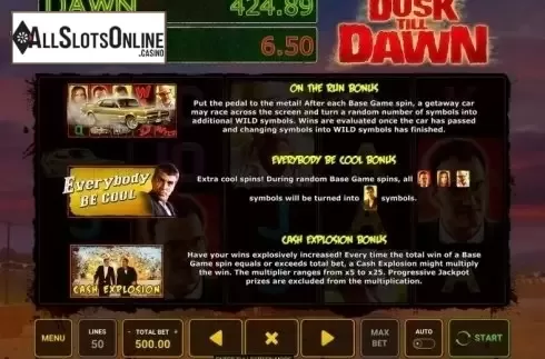Bonuses. From Dusk Till Dawn from Novomatic