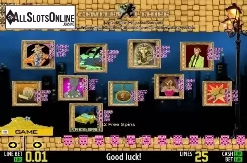 Paytable 1. Gentleman Thief HD from World Match