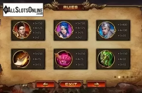 Paytable. Legendary Hegemony from Dream Tech