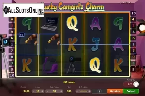 Win Screen 2. Lucky Camgirls Charm from Five Men Games