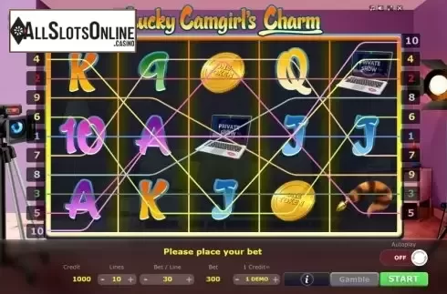 Reel Screen. Lucky Camgirls Charm from Five Men Games