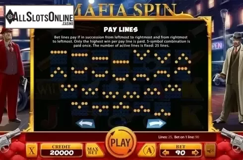 Paytable 3. Mafia Spin from X Card
