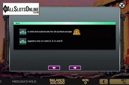 Paytable 2. Medusa's Wild from High 5 Games