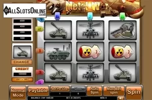 Reels screen. Metal War from Aiwin Games