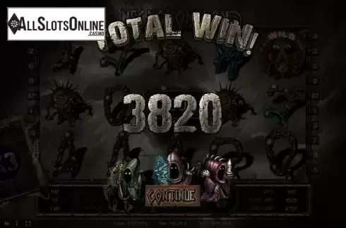 Big win screen. Necronomicon from Thunderspin