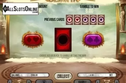 Risk (Double up) game screen. Olympia (Fugaso) from Fugaso