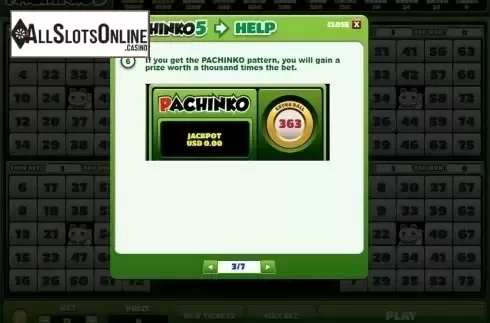 Paytable 3. Pachinko 5 from Salsa Technology