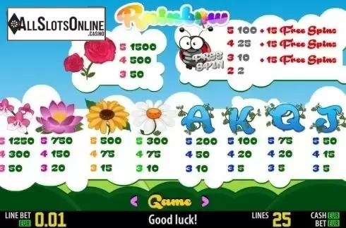 Paytable 1. Rainbow HD from World Match