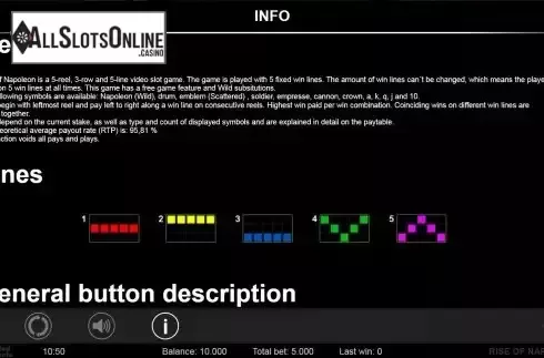 Paylines screen