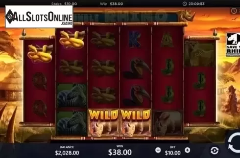 Win Screen. Rumble Rhino from Pariplay