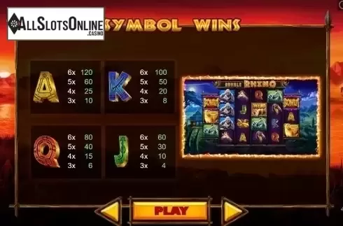 Paytable 2. Rumble Rhino from Pariplay