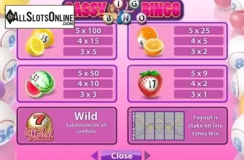 Paytable 2. Sassy Bingo from Microgaming