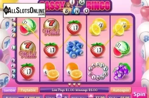 Win Screen. Sassy Bingo from Microgaming