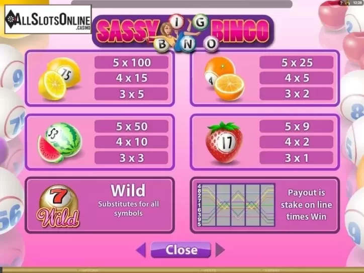 Paytable 2. Sassy Bingo from Microgaming