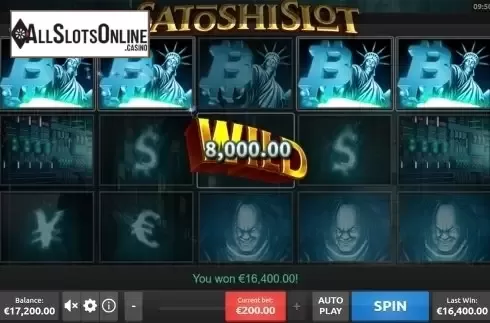 5 of a kind win screen. SatoshiSlot HTML from Rakki