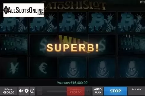 Win screen. SatoshiSlot HTML from Rakki