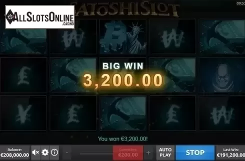Big win screen. SatoshiSlot HTML from Rakki