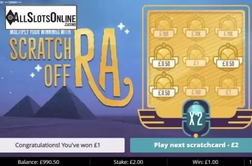 Win Screen 3. Scratch off Ra from Gluck Games