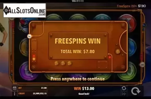 Win Free Spins screen