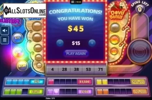 Win Screen. Slingo Cash Buster from Instant Win Gaming