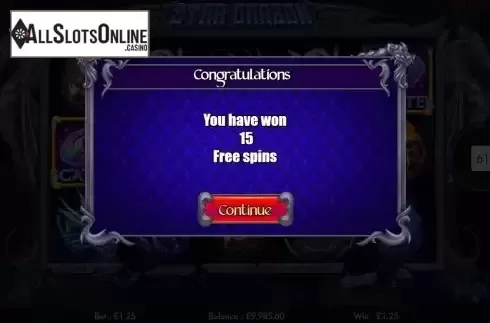 Free Spins screen