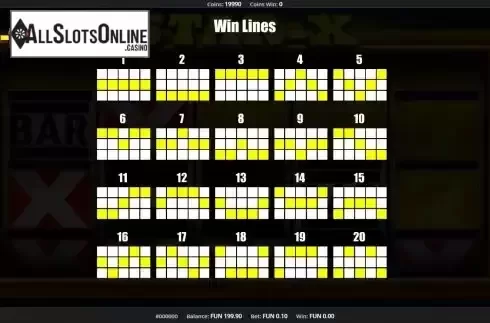 Paylines screen