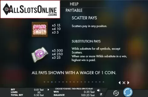 Paytable 3. Sugar smash from Genesis