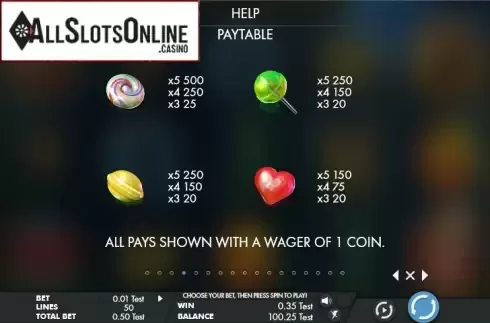 Paytable 4. Sugar smash from Genesis