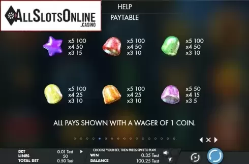 Paytable 5. Sugar smash from Genesis