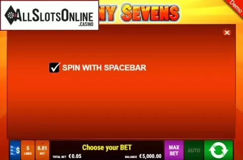 Paytable. Sunny Sevens from Gamomat
