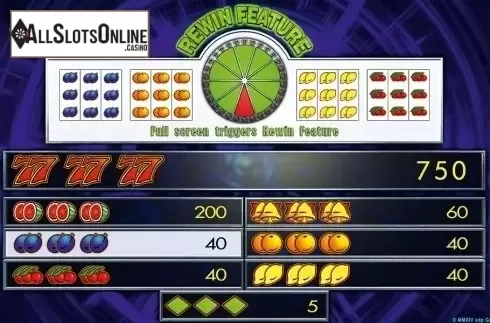 Paytable 1. Triple Triple Chance HD from Merkur